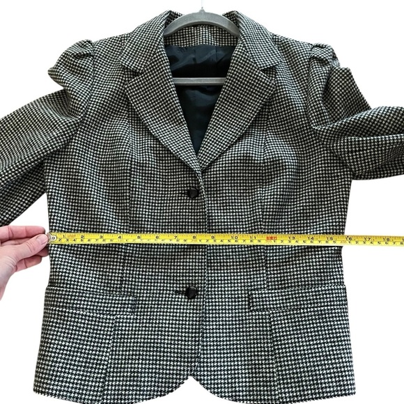 Vintage Wool Houndstooth Blazer British Wool Dark Academia Preppy women’s Size 8 - Picture 14 of 16